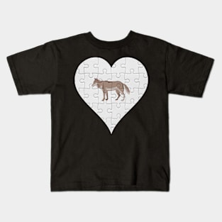 Jigsaw  Wolf Heart Design - Wild Animal Wolf Kids T-Shirt